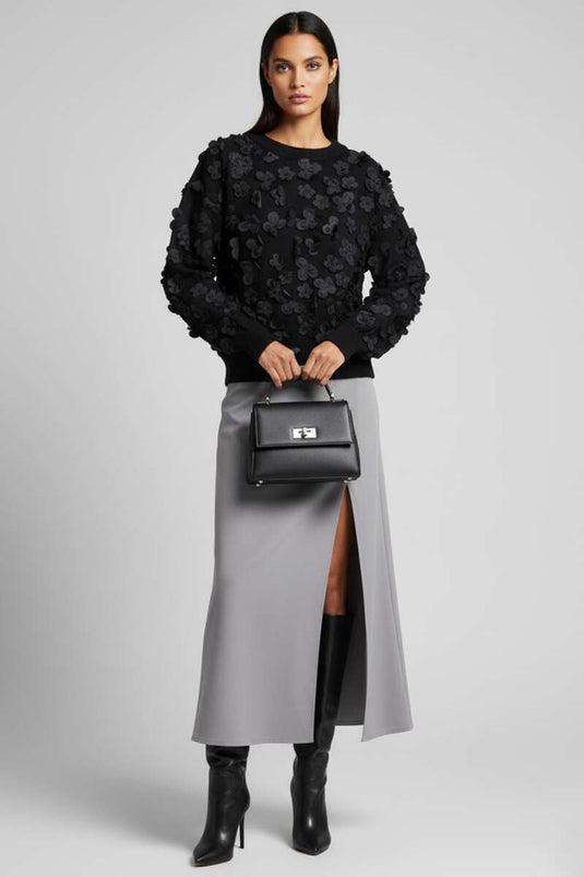 Maglione con dettagli in pizzo a farfalla nero