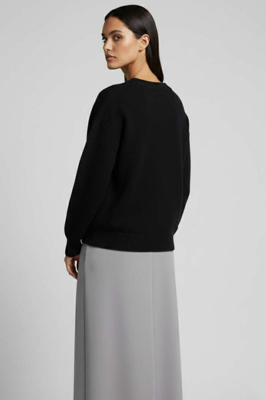 Maglione con dettagli in pizzo a farfalla nero