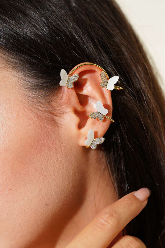 Butterfly Patterned Cartilage Earring, Gold