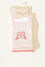 Chaussette courte pour femme avec détail papillon rose