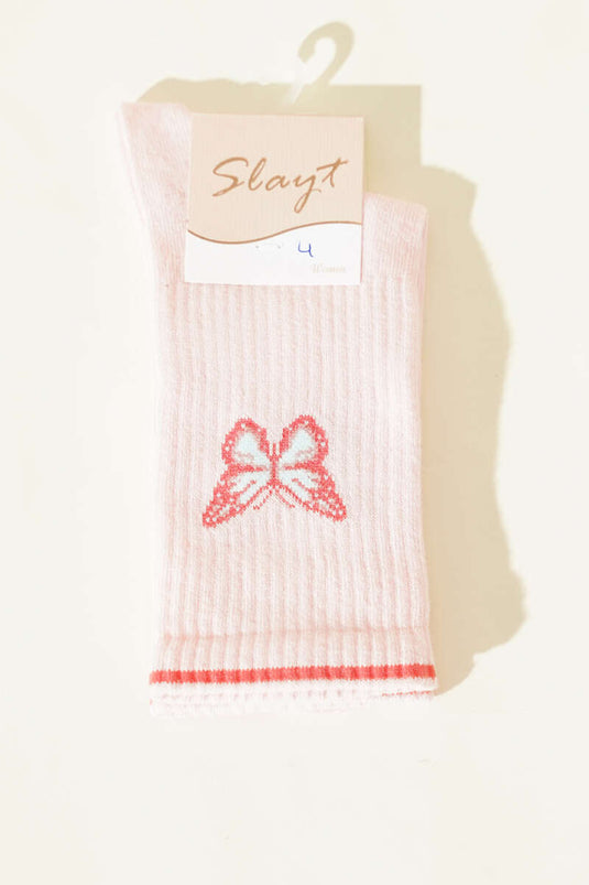 Kousen met vlinderdetail voor dames, roze