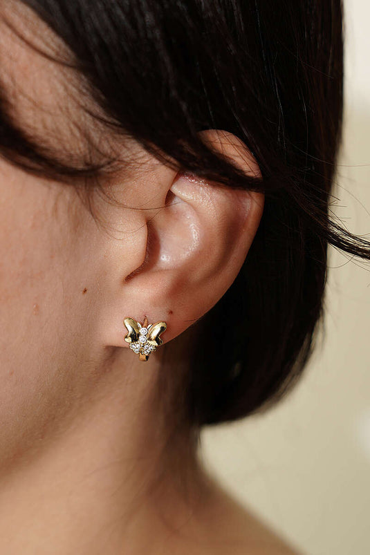 Kelebek Mini Jeweled Earrings Gold
