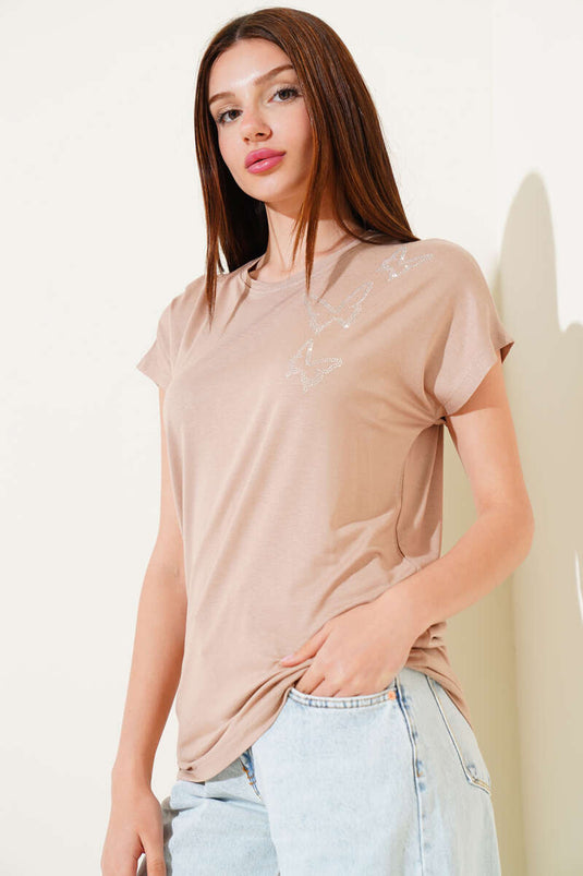 Butterfly Stone T-shirt Kameel