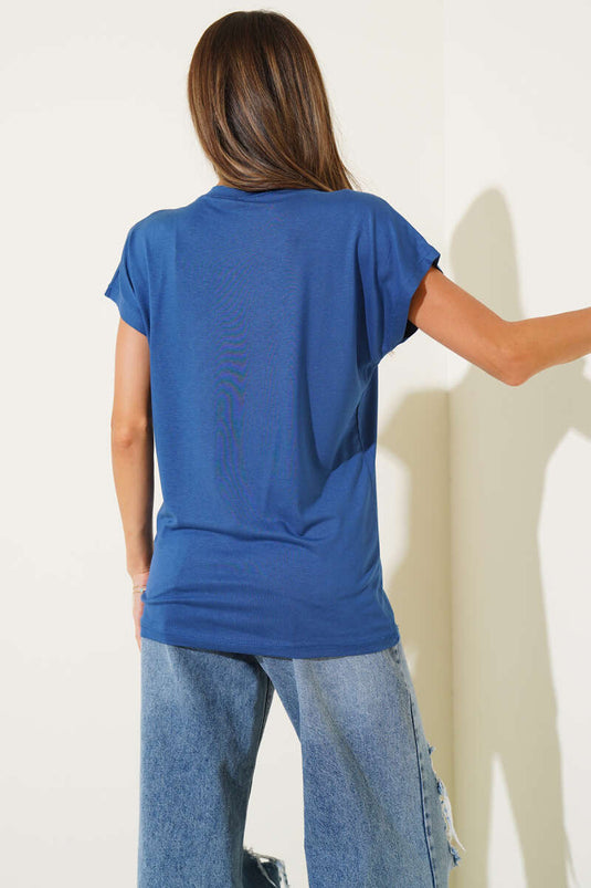 Butterfly Embellished T-shirt Indigo