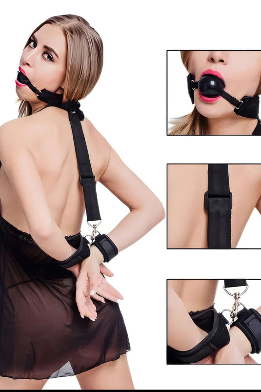 كرة فم مكبلة باللون الأسود