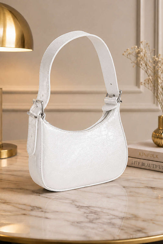 Sac à bandoulière en cuir verni blanc