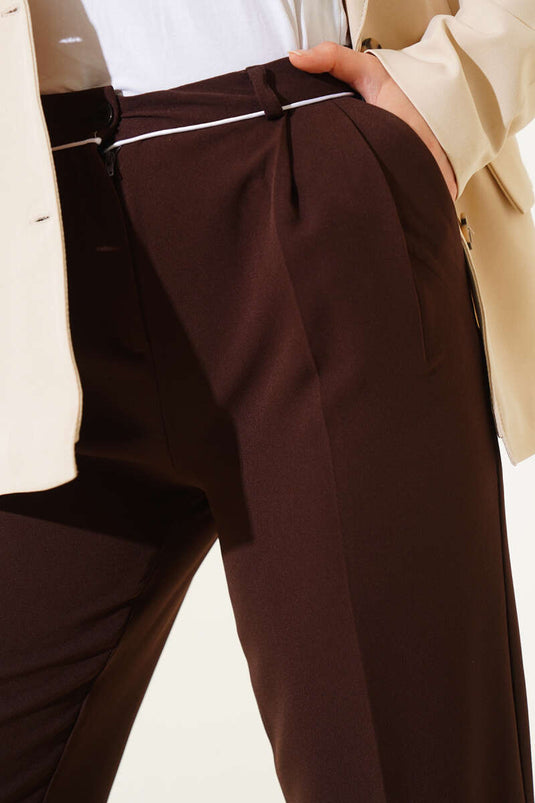 Kemer Biyeli Kumaş Pantolon Kahve