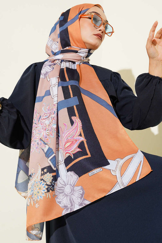 Scialle morbido con motivo a cintura color latte