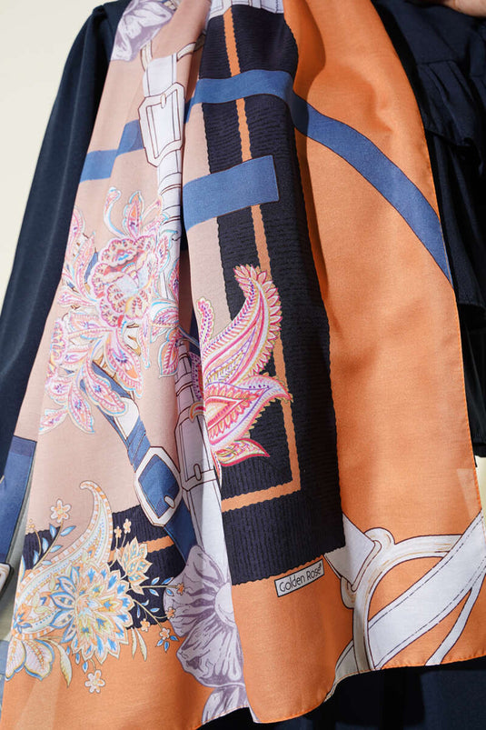 Scialle morbido con motivo a cintura color latte