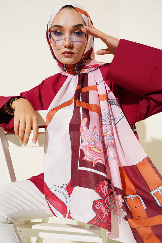 Sciarpa morbida con motivo a cintura rosa