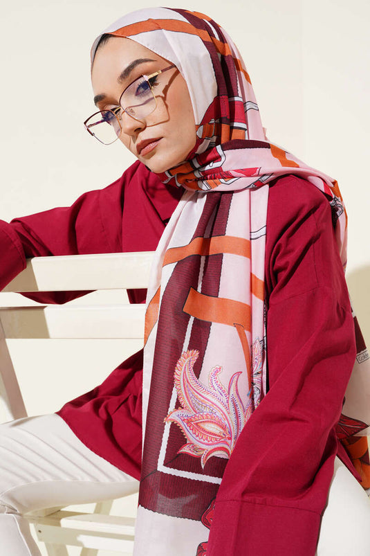 Belt Patterned Soft Scarf Pink