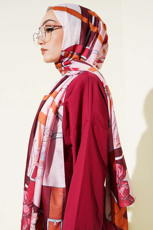 Belt Patterned Soft Scarf Pink