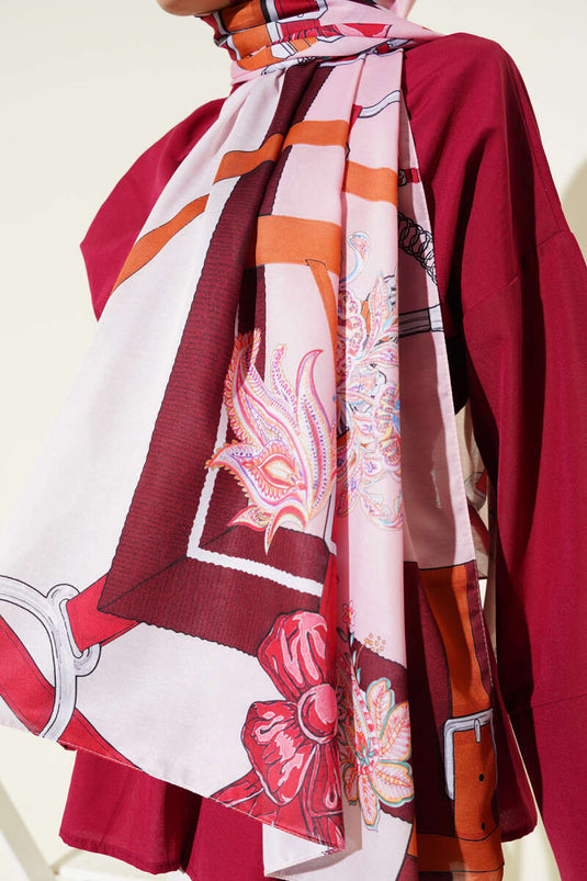 Sciarpa morbida con motivo a cintura rosa