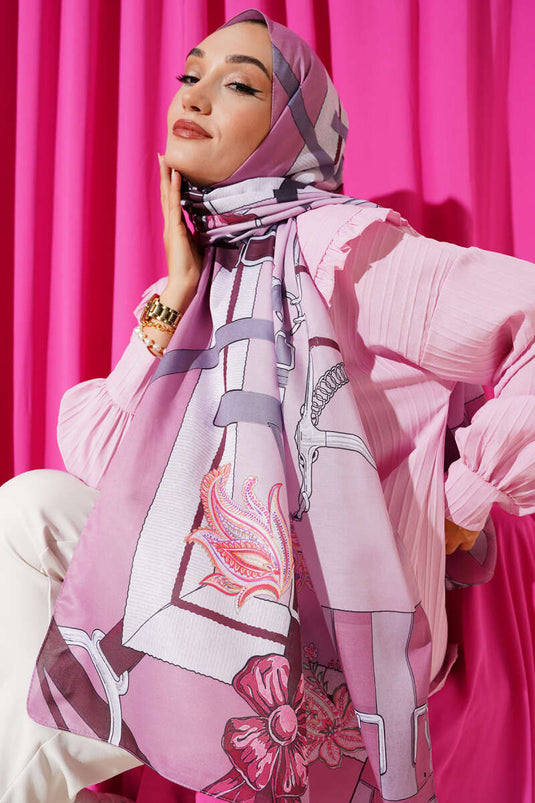 Kemer Desenli Soft Şal Pudra