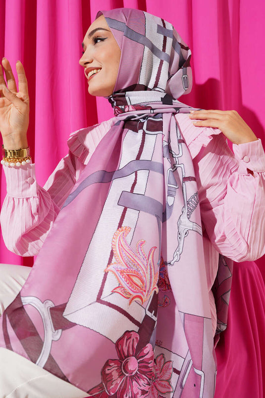 Belt Patterned Soft Scarf Powder Pink