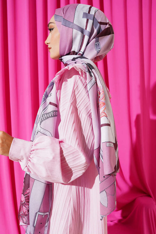 Belt Patterned Soft Scarf Powder Pink