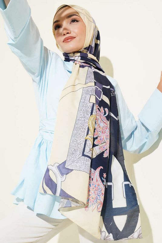 Sciarpa morbida con motivo a cintura gialla