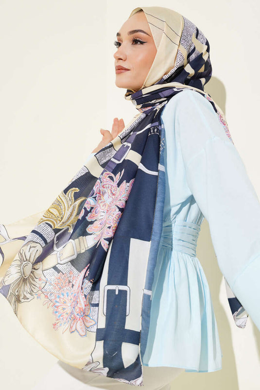 Belt Patterned Soft Scarf Yellow