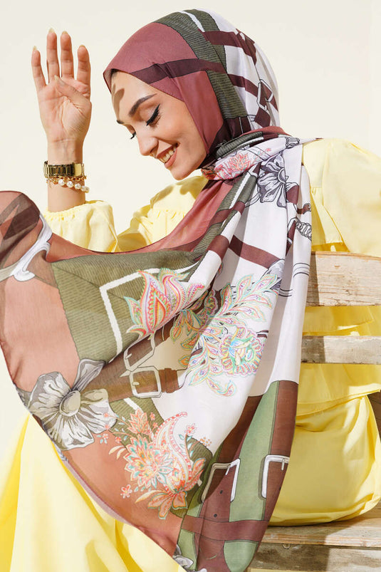 Cintura con motivo sciarpa morbida caffè morbido