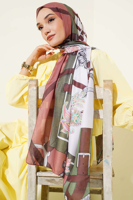 Belt Patterned Soft Scarf Soft Coffee