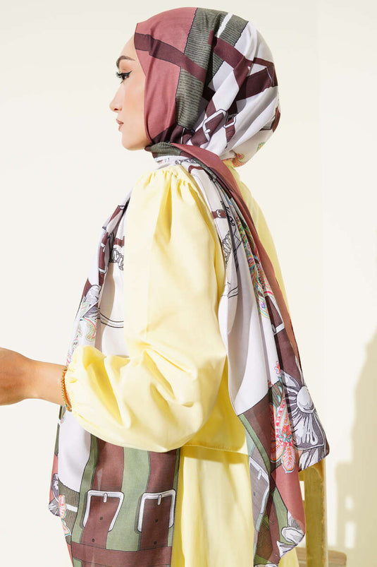 Belt Patterned Soft Scarf Soft Coffee