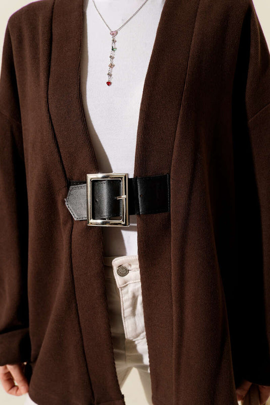 Kemer Detailierter Gerippter Walkstoff Kimono Braun