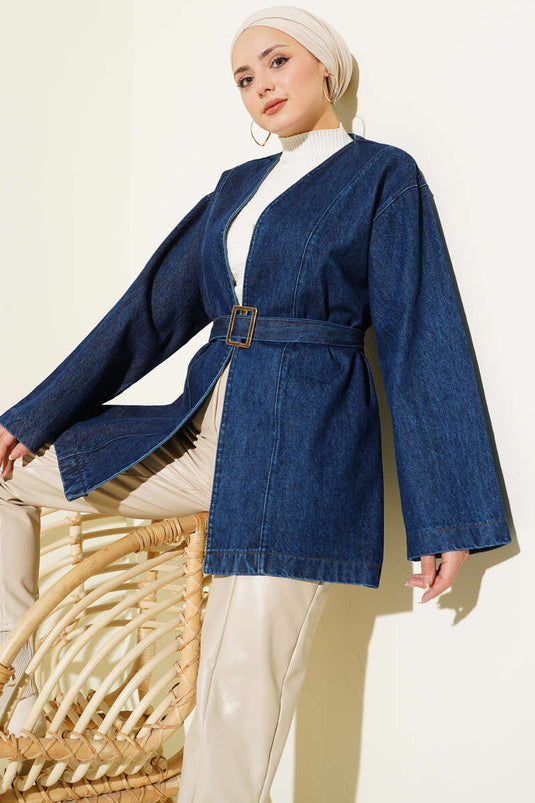 Kemer Tokalı Kuşaklı Kot Ceket Kot