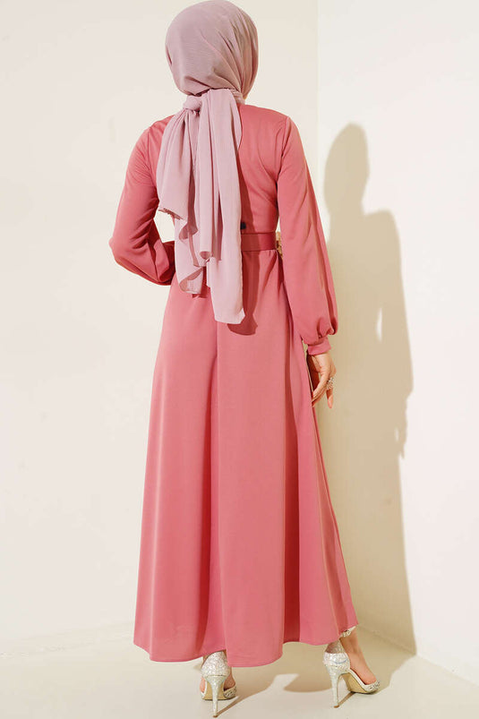 Robe Basique Ceinturée Dusty Rose