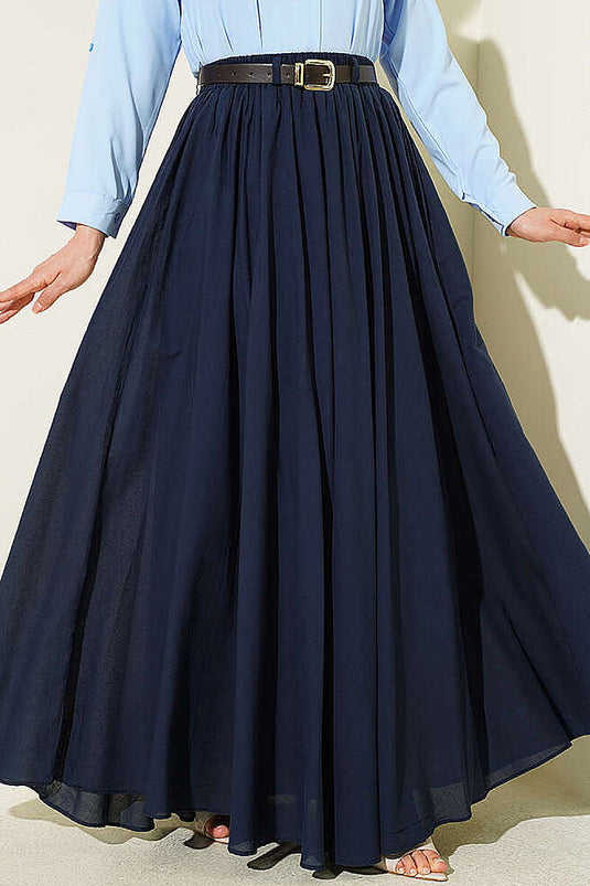 Gonna Di Tulle Blu Navy Con Cintura Elastica E Cintura