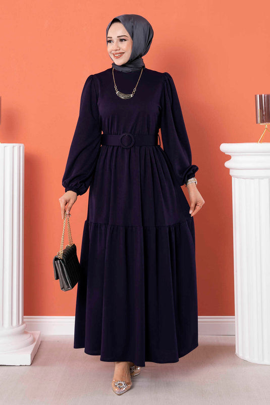 Robe Hijab Longue Ceinturée Violet