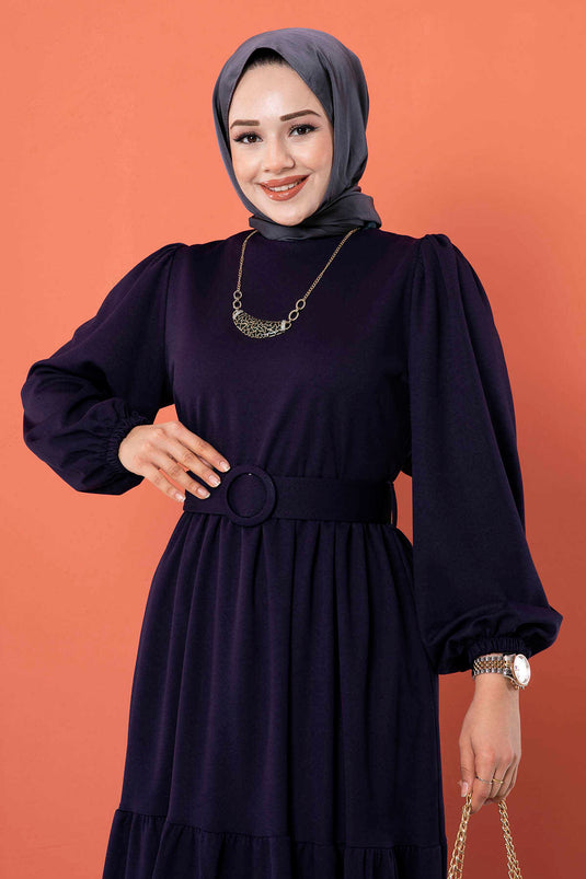 Robe Hijab Longue Ceinturée Violet