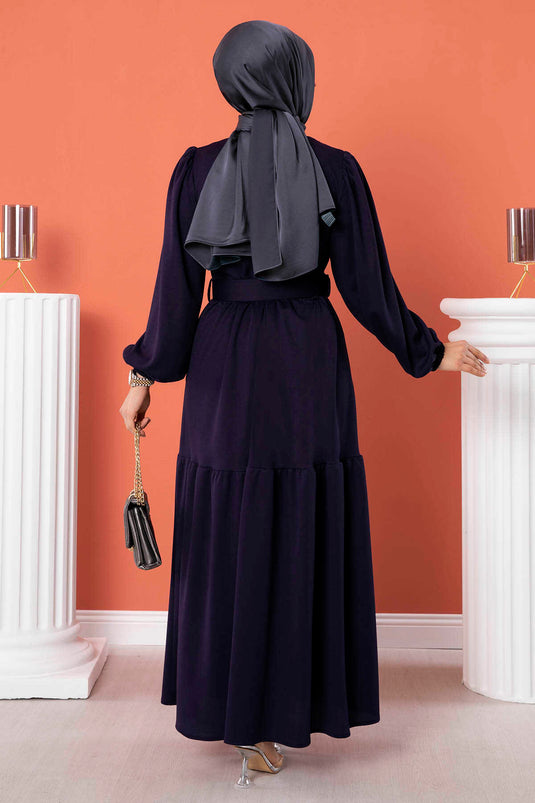 Robe Hijab Longue Ceinturée Violet