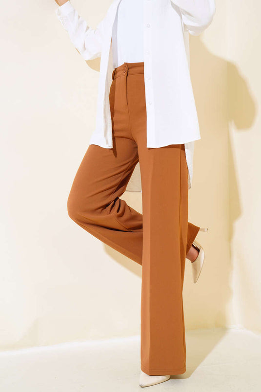 Pantalon Large Ceinturé Tan