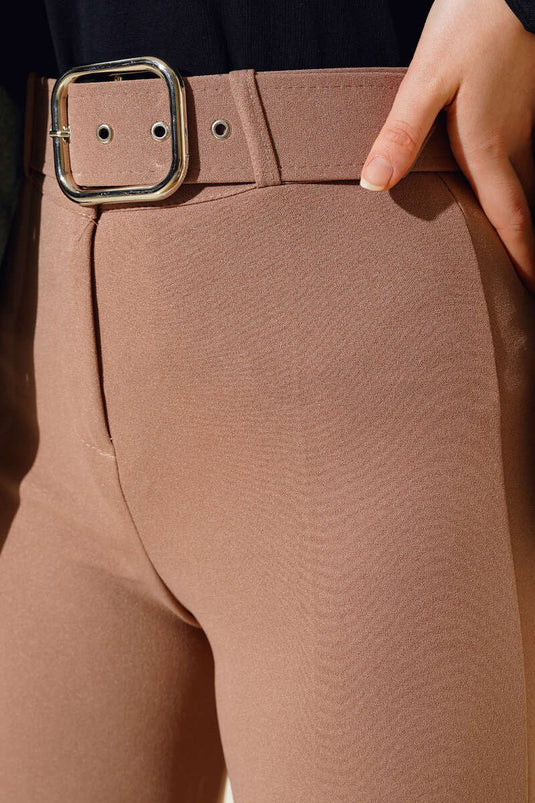 Pantalon Large Ceinturé Vison