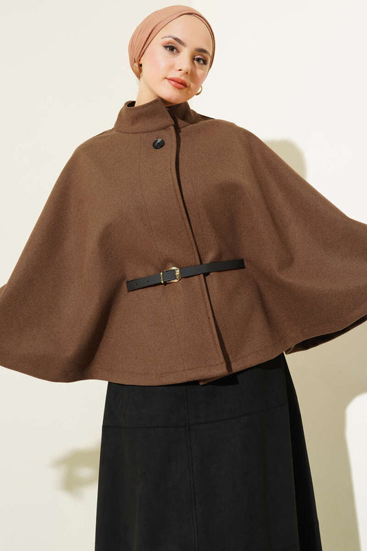 Belted Wool Poncho Coffee