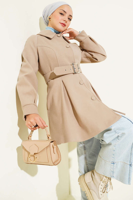 Getailleerd kort kasjmierjasje, beige