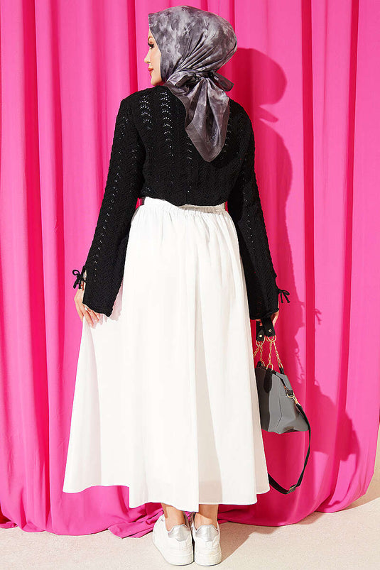 Gonna A Ruota In Tulle Con Cintura In Vita Bianca