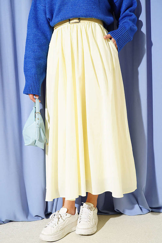 Jupe Longue En Tulle Avec Ceinture Jaune