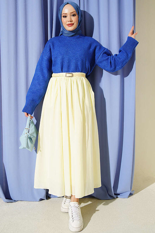 Jupe Longue En Tulle Avec Ceinture Jaune