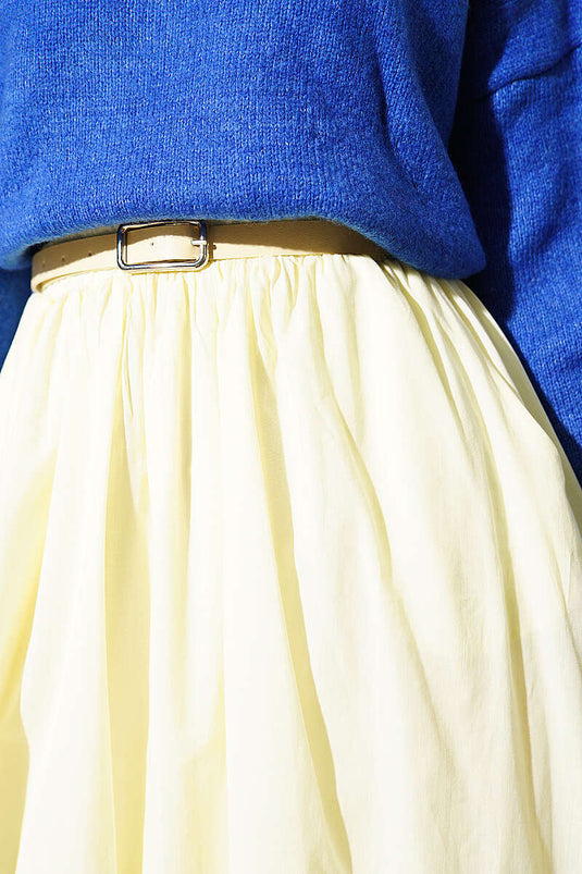 Jupe Longue En Tulle Avec Ceinture Jaune