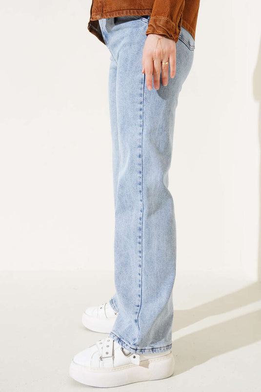 Belted Palazzo Cotton Pants Snow Wash