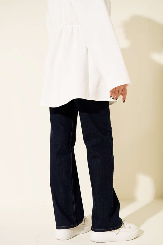 Kemerli Palazzo Kot Pantolon Lacivert