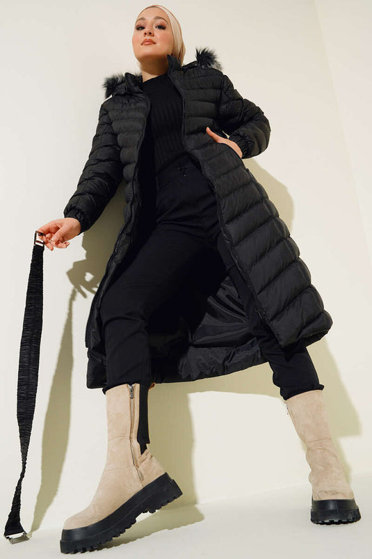 Doudoune ceinturée noire