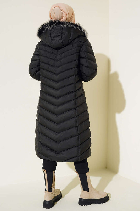 Doudoune ceinturée noire