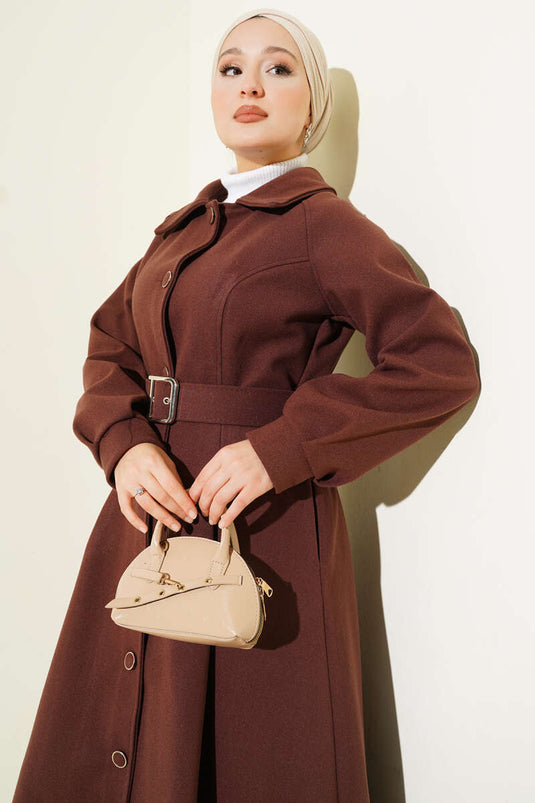 Belted Long Cashmere Coat Chestnut