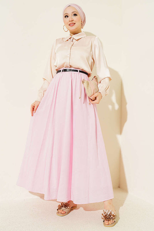 Kemerli Vual Etek Pembe
