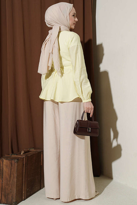 Self-Tie Short Shirt Yellow
