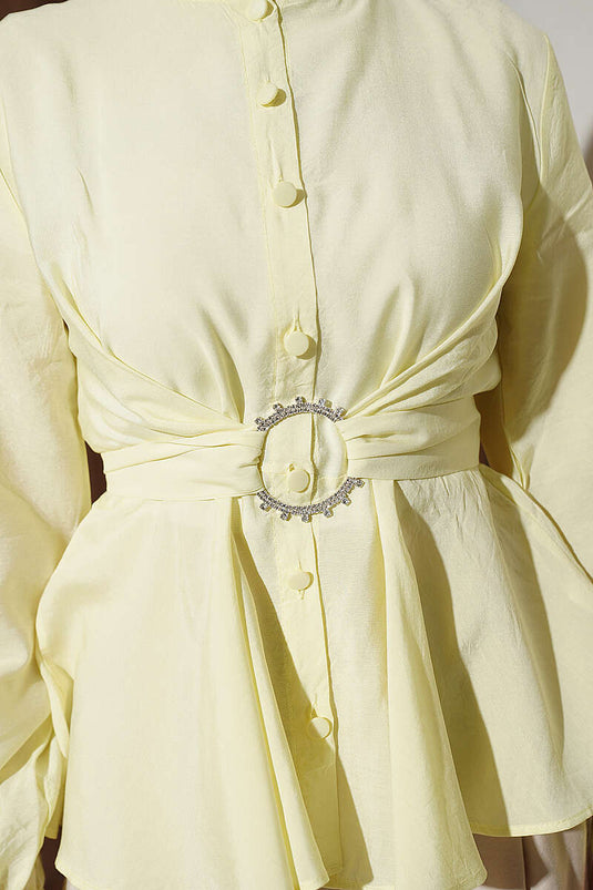 Self-Tie Short Shirt Yellow
