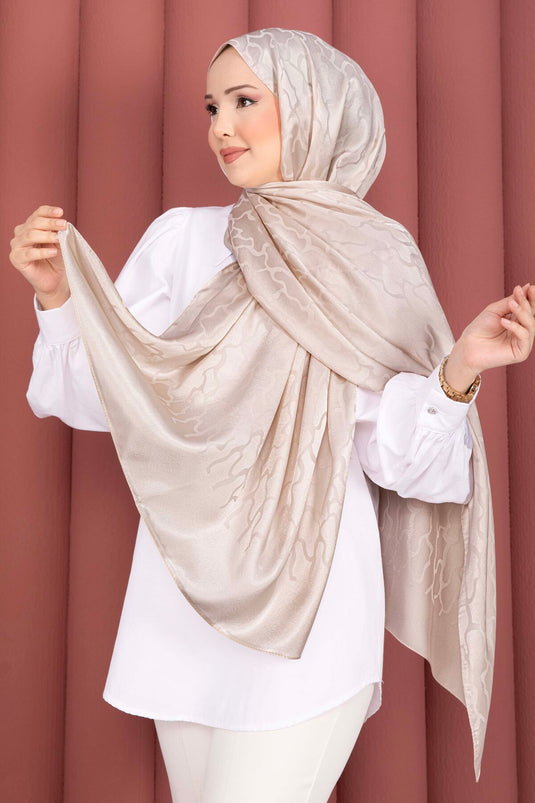 Série d'écharpes jacquard à motifs ton sur ton crème