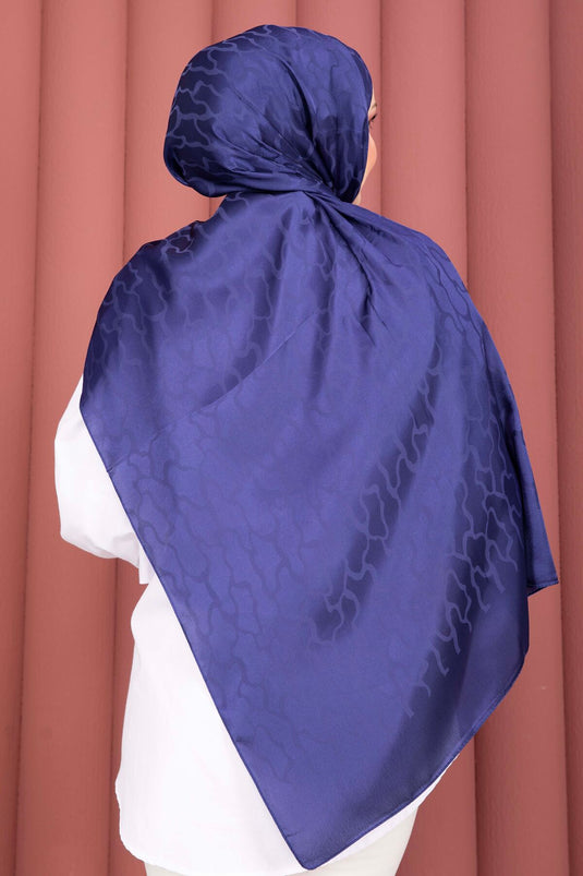 Série d'écharpes jacquard à motifs intégrés bleu saphir
